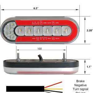 6 Inch Oval LED Trailer Lights, Submersible Boat Trailer Light, with Brake, Turning Signal, Reverse Light, Backup Light, DOT Compliant