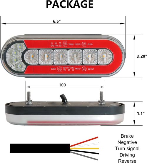 6 Inch Oval LED Trailer Lights, Submersible Boat Trailer Light, with Brake, Turning Signal, Reverse Light, Backup Light, DOT Compliant