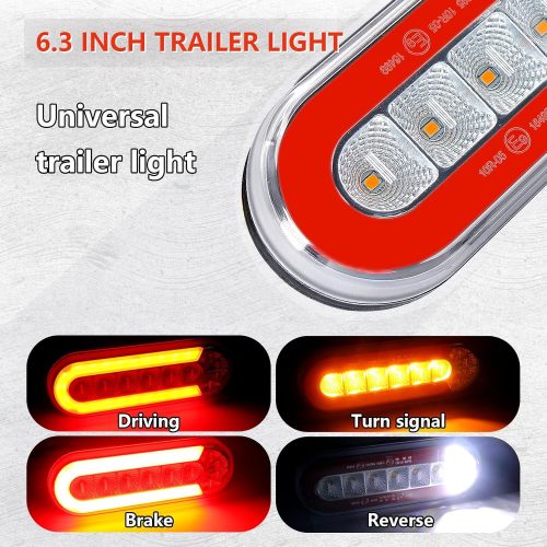 6 Inch Oval LED Trailer Lights, Submersible Boat Trailer Light, with Brake, Turning Signal, Reverse Light, Backup Light, DOT Compliant