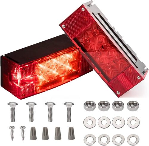 2PCS 12V LED Submersible Low Profile Rectangular Trailer Lights, Tail Stop Turn Running Lights Kit, Sealed for Boat Trailer Truck Marine