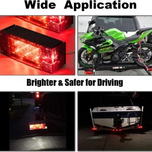 2PCS 12V LED Submersible Low Profile Rectangular Trailer Lights, Tail Stop Turn Running Lights Kit, Sealed for Boat Trailer Truck Marine