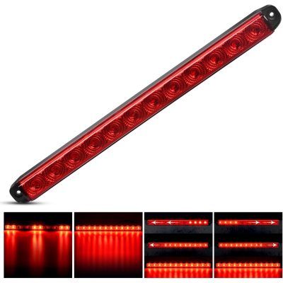 LED Trailer Light Bar 16Inch 12 LED Red Running Brake Sequential Turn Signals Tail Light Waterproof Rear Maker ID Bar for 12V Trailer Boat Truck RV