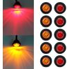10x 3/4 in' Round LED Clearence Light Front Rear Side Marker Indicators Light for Truck Car Bus Trailer Van Caravan Boat, Taillight Brake Stop Lamp (12V, Red+Amber)