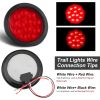 12 Pcs 4 Inch Round LED Trailer Tail Lights Trucks Lights 12 LED Stop Tail Lights Waterproof Brake Stop Turn Marker Lights Sealed Flush Mount for Trucks RV Boat (Red)