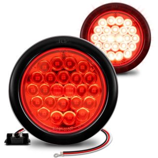 2pc 4" Round Red 24 LED Trailer Tail Lights Turn Stop Brake Trailer Lights for RV Truck