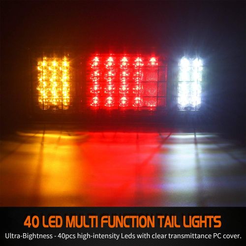 40 LED Truck Tail Light Bar, Super Bright Turn Signal Brake Reverse Tail Light with Iron Net Protection for 10-30 Volt Truck Boat Snowmobile Trailer Pickup RV Camper UTV UTE Vans