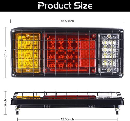 40 LED Truck Tail Light Bar, Super Bright Turn Signal Brake Reverse Tail Light with Iron Net Protection for 10-30 Volt Truck Boat Snowmobile Trailer Pickup RV Camper UTV UTE Vans