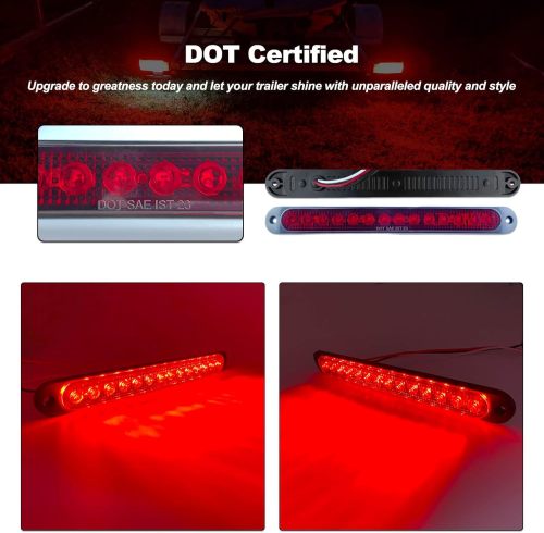 LED Trailer Tail Light Kit American Flag Designed 10 inch 3rd Brake Lights Aluminum Alloy Base Stop Turn Tail Lights for Under 80 inch Trailer Boat Utility Trailer Snowmobile 12V