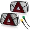 Trailer Rear Light Kit 12V/24V Waterproof Turn Signal/Brake/Rear/Back/Fog/Reflector Light with 2pcs 30cm Long 6-Core Cable for Truck Caravan Truck Truck Tractor