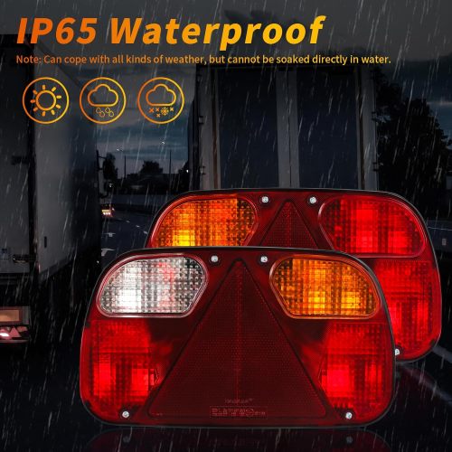 Trailer Tail Lights Kit Truck Rear Lamp Indicator Lighting Wiring Kit with 13 Pin Plug Connected with 2pcs 5.5m Long 5 Core Cable Suitable for Trailer Lorry Caravan or Truck