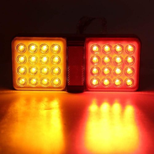 LED Tail Light,12V LED Tail Light Rear Lamp Turn Brake Light for Truck Trailer (Bright Red Yellow Light)1