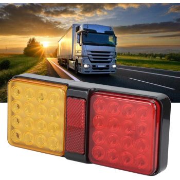 LED Tail Light,12V LED Tail Light Rear Lamp Turn Brake Light for Truck Trailer (Bright Red Yellow Light)1