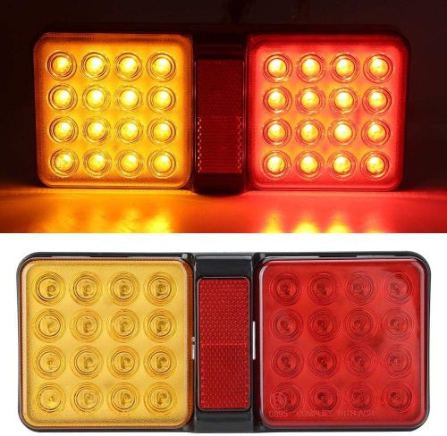 LED Tail Light,12V LED Tail Light Rear Lamp Turn Brake Light for Truck Trailer (Bright Red Yellow Light)1