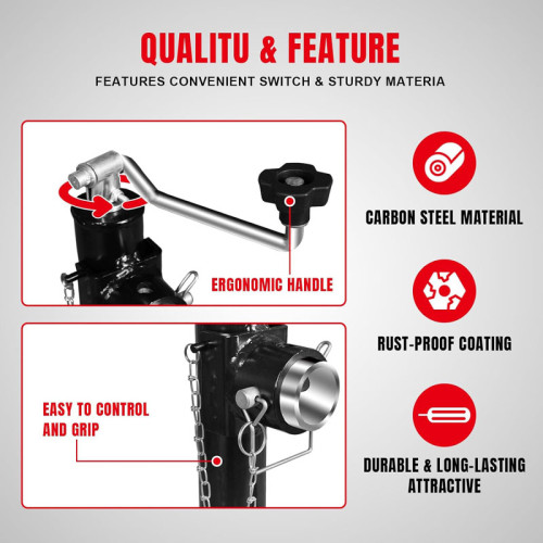 AtliFix ATJW-1010 2000 LBs Capacity Weld on Pipe Mount Swivel Trailer Jack