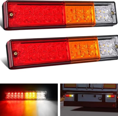2PCS Trailer Tail Light Bar 20LED Brake Running Turn Signals Reverse Light Tail Lights IP65 Waterproof for 10-30V Truck Trailer Caravan Van RV UTV Camper Boat