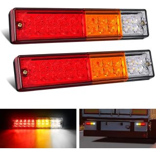 2PCS Trailer Tail Light Bar 20LED Brake Running Turn Signals Reverse Light Tail Lights IP65 Waterproof for 10-30V Truck Trailer Caravan Van RV UTV Camper Boat
