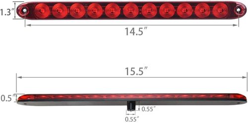 11 LED Red Trailer Brake Tail Light, 2 Pack 16” LED Bar Stop Turn Signal Tail Lights Waterproof Brake Strip Red Light for Marine Boats Golf Cart Offroad Truck RV UTV ATV