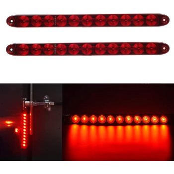 11 LED Red Trailer Brake Tail Light, 2 Pack 16” LED Bar Stop Turn Signal Tail Lights Waterproof Brake Strip Red Light for Marine Boats Golf Cart Offroad Truck RV UTV ATV