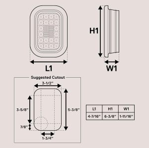 5x3 3x5 Inch Rectangle LED Trailer Tail Light Kit [DOT FMVSS 108] [SAE I6 P P2] [Grommets/Plugs] [Submersible] [Stop Turn Tail Park] [24 LED] Brake Lamp for Tow Truck 80