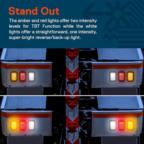 5x3 3x5 Inch Rectangle LED Trailer Tail Light Kit [DOT FMVSS 108] [SAE I6 P P2] [Grommets/Plugs] [Submersible] [Stop Turn Tail Park] [24 LED] Brake Lamp for Tow Truck 80" Wide Trailer