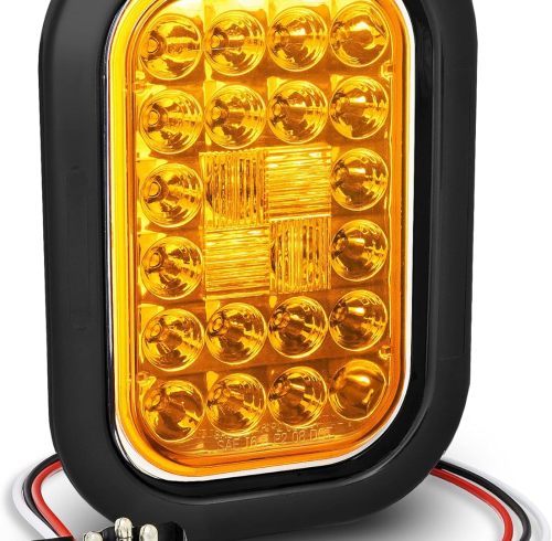 5x3 3x5 Inch Rectangle LED Trailer Tail Light Kit [DOT FMVSS 108] [SAE I6 P P2] [Grommets/Plugs] [Submersible] [Stop Turn Tail Park] [24 LED] Brake Lamp for Tow Truck 80" Wide Trailer
