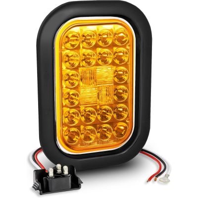 5x3 3x5 Inch Rectangle LED Trailer Tail Light Kit [DOT FMVSS 108] [SAE I6 P P2] [Grommets/Plugs] [Submersible] [Stop Turn Tail Park] [24 LED] Brake Lamp for Tow Truck 80