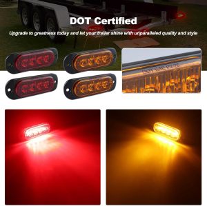 LED Trailer Lights Kit Front Rear Side Marker Clearance Indicators Light Lamp, 10Pack Amber + 10Pack Red DC12-24V 2.5