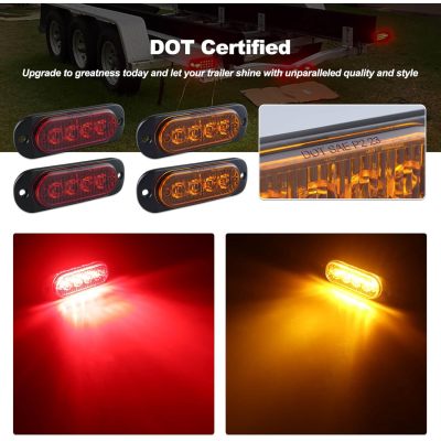 Submersible LED Trailer Light Kit Rectangle American Flag Designed 3rd Brake Lights Aluminum Alloy Base Stop Turn Tail Lights for 12V Trailer Boat Trucks Snowmobile