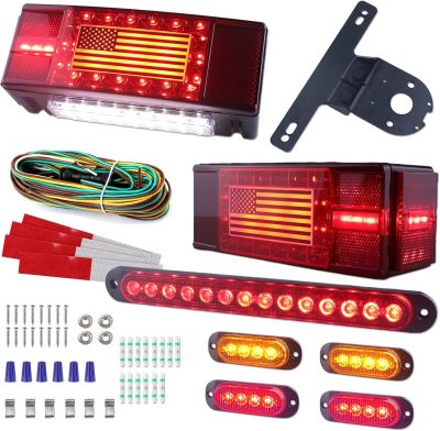 LED Trailer Lights Kit Front Rear Side Marker Clearance Indicators Light Lamp, 10Pack Amber + 10Pack Red DC12-24V 2.5