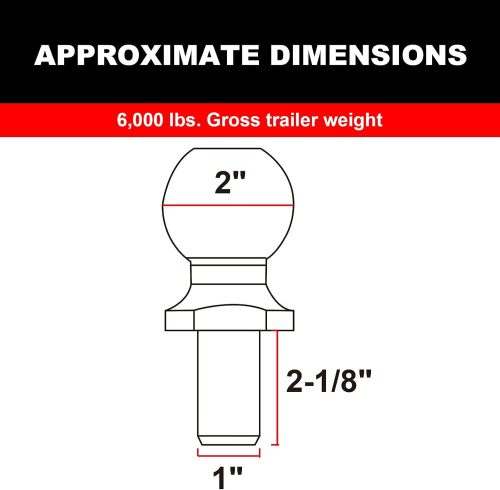 2" Diameter Trailer Hitch Ball: 3 Ton (6,000 lb) Capacity , Gray