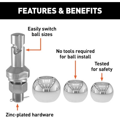 1-7/8, 2 and 2-5/16-Inch Chrome Steel Switch Ball Set, Up to 8,000 lbs