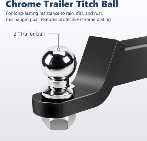 Trailer Ball Mount with 2" Ball and Hitch pin, Fits US 2in Receiver, Max 7500lbs, 2 inches Drop