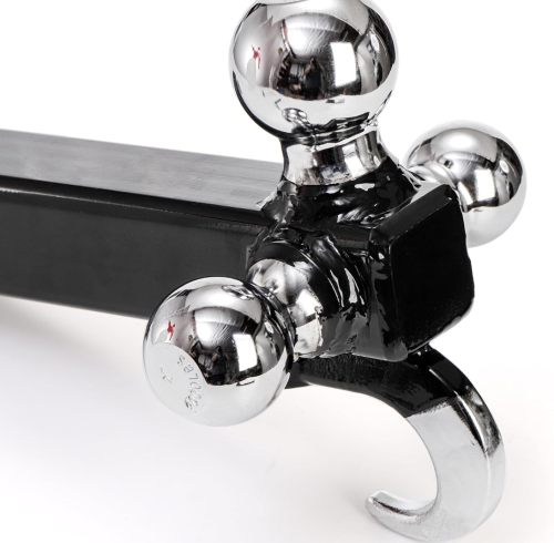 Trailer Hitch Tri-Ball Mount with Hook, Tactical Tow Hook 3 Ball Truck Hitch, Trailer Ball Size 1-7/8", 2" and 2-5/16", Fit 2 Inch Hitch Receiver