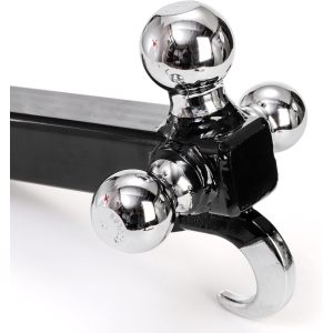 Trailer Hitch Tri-Ball Mount with Hook, Tactical Tow Hook 3 Ball Truck Hitch, Trailer Ball Size 1-7/8", 2" and 2-5/16", Fit 2 Inch Hitch Receiver