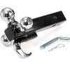Trailer Hitch Tri-Ball Mount with Hook, Tactical Tow Hook 3 Ball Truck Hitch, Trailer Ball Size 1-7/8", 2" and 2-5/16", Fit 2 Inch Hitch Receiver