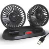 Dual Head USB Car Fan for Car with Powerful Cooling 360° Rotation Stepless Speed Desk Fan