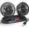 Dual Head USB Car Fan for Car with Powerful Cooling 360° Rotation Stepless Speed Desk Fan