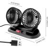 Dual Head USB Car Fan for Car with Powerful Cooling 360° Rotation Stepless Speed Desk Fan