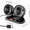 Dual Head USB Car Fan for Car with Powerful Cooling 360° Rotation Stepless Speed Desk Fan