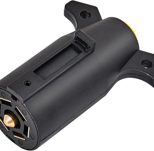 RV 7 Pin Trailer Plug Splice-in Replacement Trailer Side Male End 7 Way Round RV-Style Trailer Light Wiring Harness Connector, Heavy Duty 7 Prong Trailer Wiring Tow Plug for RV Boat Trailer