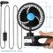 Clip Fan 360 Degree Rotatable Car Fan Cooling Air Fan with Stepless Speed Regulation & Cigarette Lighter Plug for SUV, RV, Vehicles