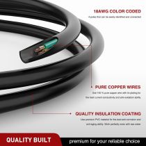 4 Way Flat Trailer Coiled Extension Cable 3 Feet Heavy Duty Jacket Cable Male and Female Wiring Harness Adapter 36