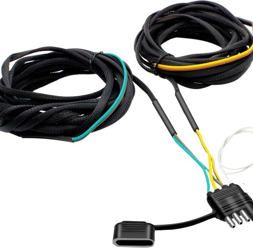 22FT 4 Pin 5 Wire Trailer Wiring Harness,Trailer Light Kit Heavy Duty Pure Copper Connectors with Nylon Mesh Protection for Rewiring of Taillights,Brake Lights and Turn Signals on Trailers RVs Boats