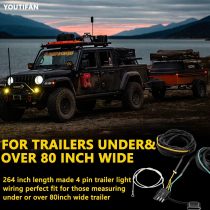 22FT 4 Pin 5 Wire Trailer Wiring Harness,Trailer Light Kit Heavy Duty Pure Copper Connectors with Nylon Mesh Protection for Rewiring of Taillights,Brake Lights and Turn Signals on Trailers RVs Boats