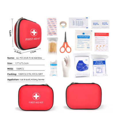 ATLI ATFK-1007 Small first aid kit, 62-piece first aid bag in case of emergency, first aid supplies in case of emergency and portable survival kit