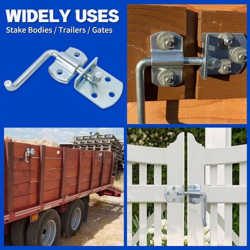 Trailer Gate Latch, 4 Pack Stake Bed Latches, Straight Side Gate Bracket Sets for Utility Trailer, Trucks, Wood