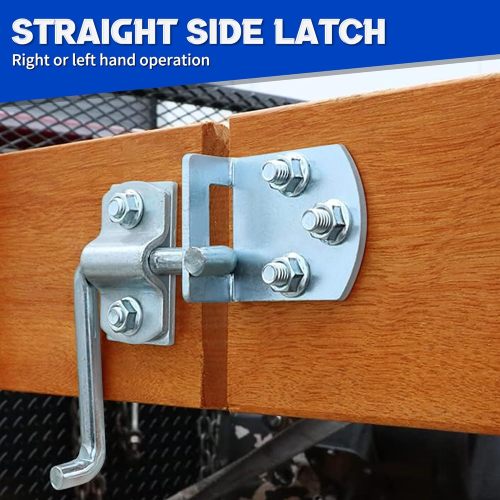 Trailer Gate Latch, 4 Pack Stake Bed Latches, Straight Side Gate Bracket Sets for Utility Trailer, Trucks, Wood