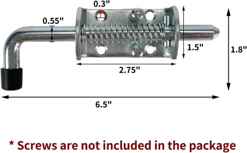 Steel Spring Pin Latch Lock Assembly 1/2" 2 Pack Spring Bolt Latch for Utility Trailer Gate, Barn Door, Heavy Duty Electroplating