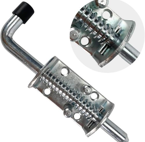 Steel Spring Pin Latch Lock Assembly 1/2" 2 Pack Spring Bolt Latch for Utility Trailer Gate, Barn Door, Heavy Duty Electroplating