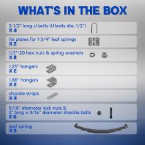 25-1/4 Leaf Spring with 5-1/2 U Bolts Trailer Axle Suspension Kit Fit for 3500lb Round Axle (Shackle Strap+Hanger+Leaf Spring+U-Bolt)